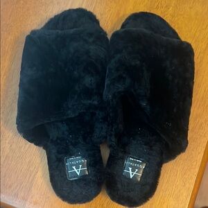 Aquatalia Plush Black Slippers